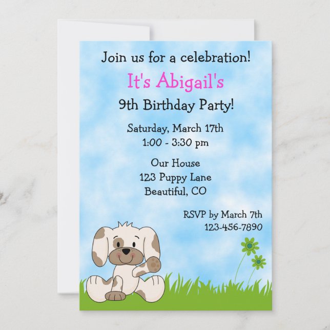Jote Chien Chien Chien Anniversaire Invitation pou (Devant)