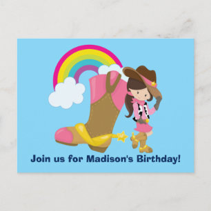 Jote Cowgirl Rodeo Anniversaire Fête Invitation