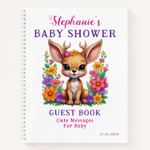 Jote Deer Colorful Flower Baby shower Livre d'invi