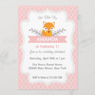 Jote Fox Invitation Anniversaire rose