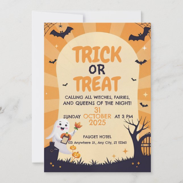 Jote Ghost Kids Halloween Party Invitation (Devant)