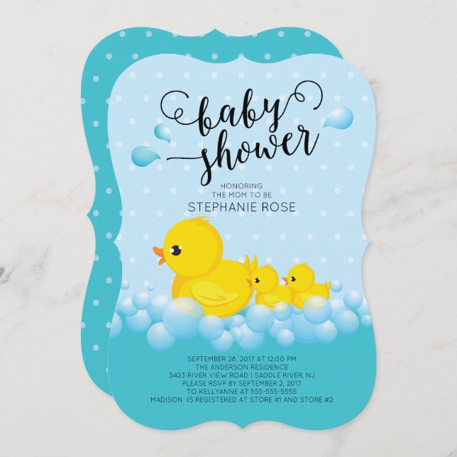 Jote Mom and Twin Ducks Baby shower Invitation (Devant / Derrière)
