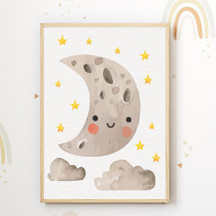 Jote Moon Stars Salle Décor Nursery Poster