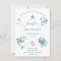 Jote Ocean animal anniversaire Invitation