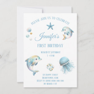 Jote Ocean animal anniversaire Invitation