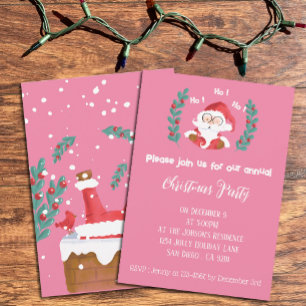 Jote Père Noël Christmas Party Pink Invitations