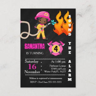 Jote Pompier rose Invitation Anniversaire