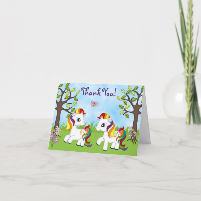 Jote Rainbow Ponies Horse Merci Cartes (Devant)