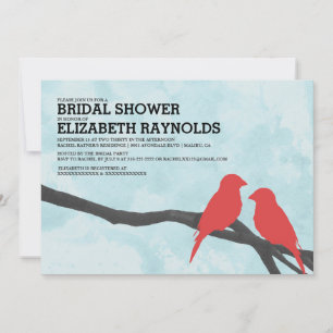Jote Red Oiseau nuptiale Invitations de douche