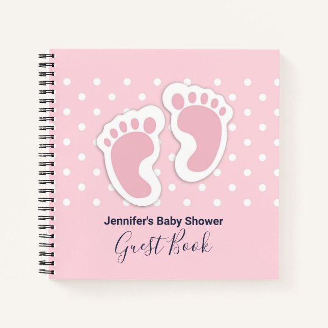Jote Rose Baby Girl Footprints Livre d'or (Devant)