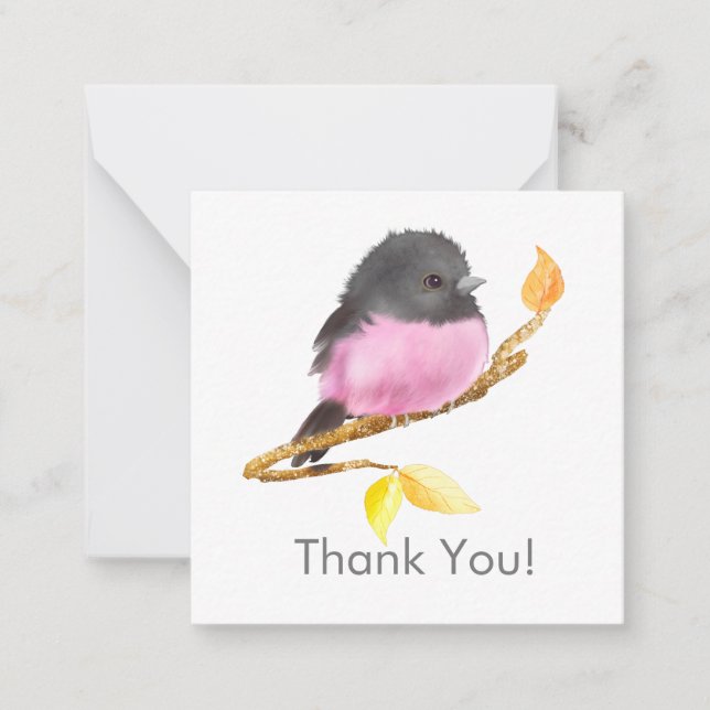 Jote Rose Robin Bird Merci Carte de note (Devant)