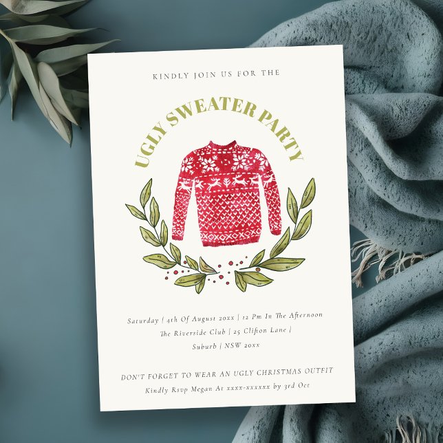 Jote Rouge Vert Vilain Sweater Noël Invitation de  (Créateur téléchargé)