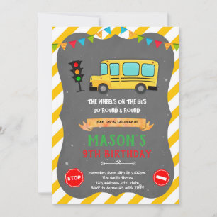Jote School Bus Invitation d'anniversaire
