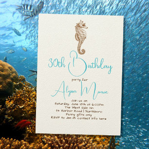 Jote Seahorse Invitations de fête d'anniversaire