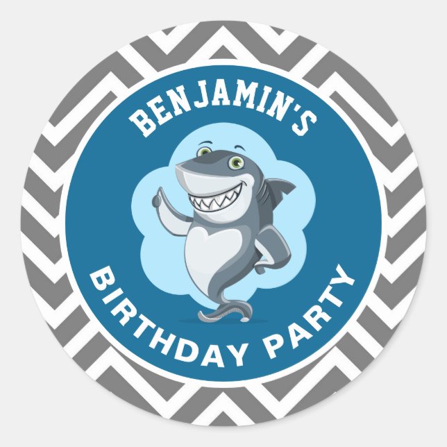 Jote Shark Anniversaire Fête Favoriser Sticker (Devant)