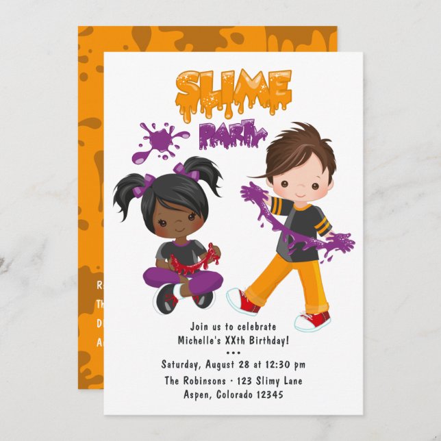 Jote Slime Party Invitation d'anniversaire (Devant / Derrière)