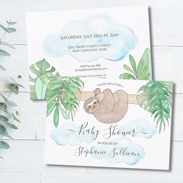 Jote Sloth Genre Neutre Baby shower Invitation (Créateur téléchargé)