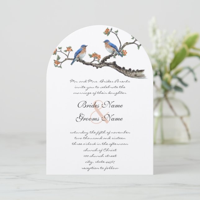Jote Vintage Eastern Bluebirds Invitations de mari (Debout devant)
