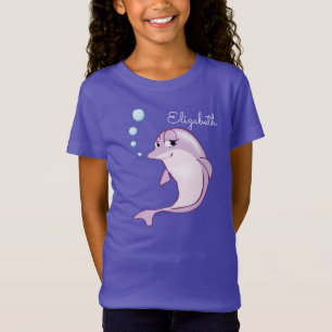Jote violet dauphin personnalisé noir T-shirt