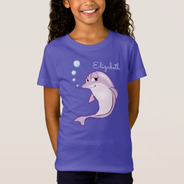 Jote violet dauphin personnalisé noir T-shirt (Devant)