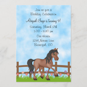 Joty Bay Horse and Flowers Anniversaire Invitation