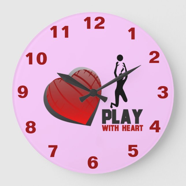 Jouer Avec Coeur Volleyball Mur Horloge (Recto)