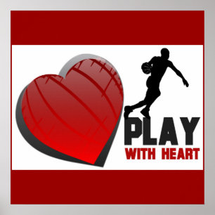 Jouer avec Heart Mens Poster de basket-ball