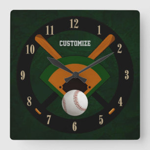 Jouer Ball Baseball Carré Horloge murale