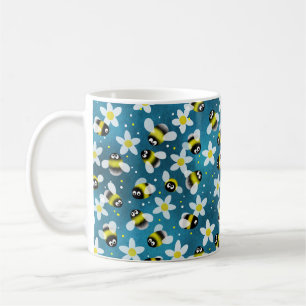 Jouer Buzzing Bees (Denim Blue) Café Mug
