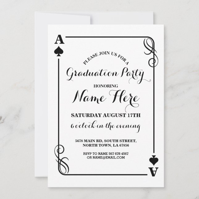 Jouer Carte Ace of Spades Vegas Graduation Invitat (Devant)