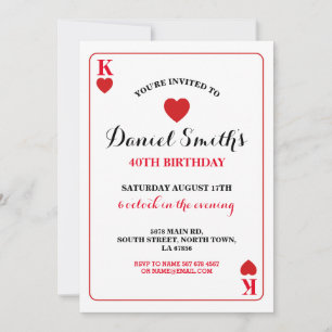 Jouer Carte Anniversaire Vegas Invitation Coeurs