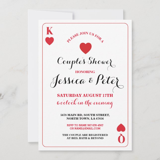 Jouer Carte Couples King Queen Las Vegas Invitatio (Devant)