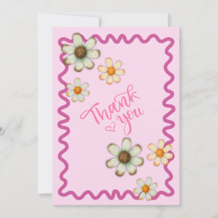 Jouer Carte de remerciements de marguerite - Rose 
