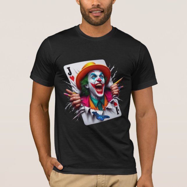 Jouer carte joker design t-shirt (Devant)