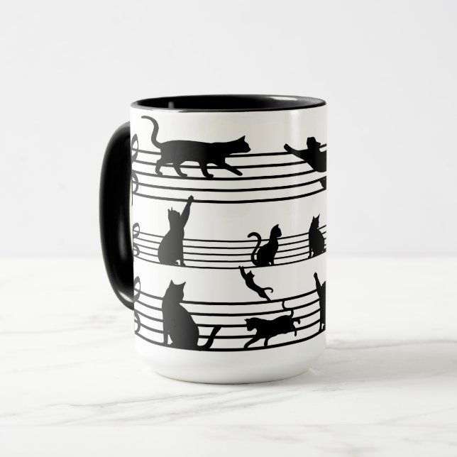 Jouer Chats Piano Notes Party Café Mug (Devant gauche)