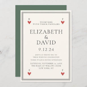 Jouer des cartes vintages coeurs Mariage simple