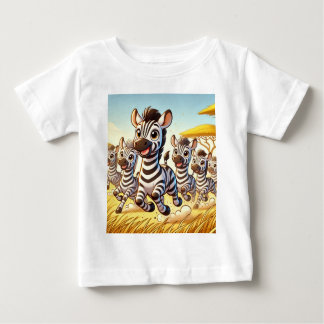Jouer des zèbres dans la Savanna - T-shirt caricat