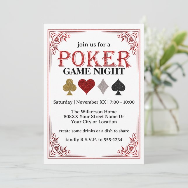 Jouer jeu de carte soirée poker de nuit (Debout devant)