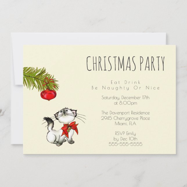 Jouer Kitty Chat Noël Invitation de fête (Devant)
