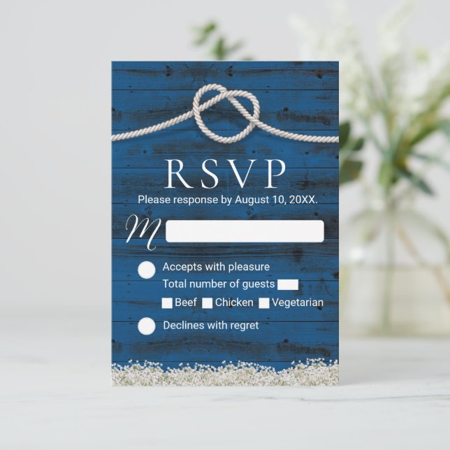 Jouer le noeud Marine Bois Mariage rustique RSVP (Debout devant)
