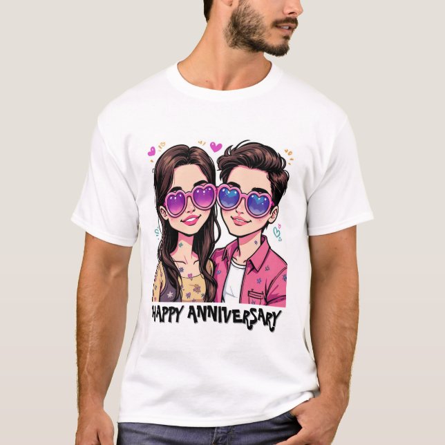 Jouer Love Cartoon Couple Mens Tshirt (Devant)