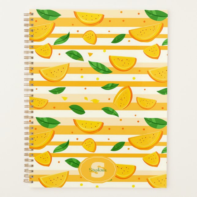 Jouer Motif de tranche orange avec Feuilles verts (Devant)