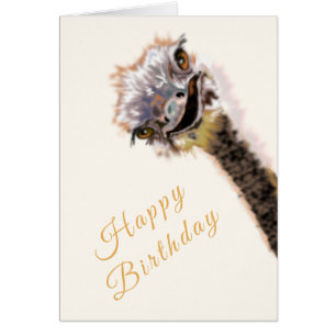 Jouer Ostrich Joyeux Anniversaire Carte Amusant