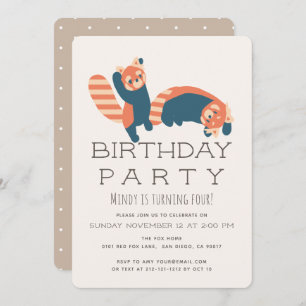 Jouer Red Pandas Anniversaire Fête Invitation