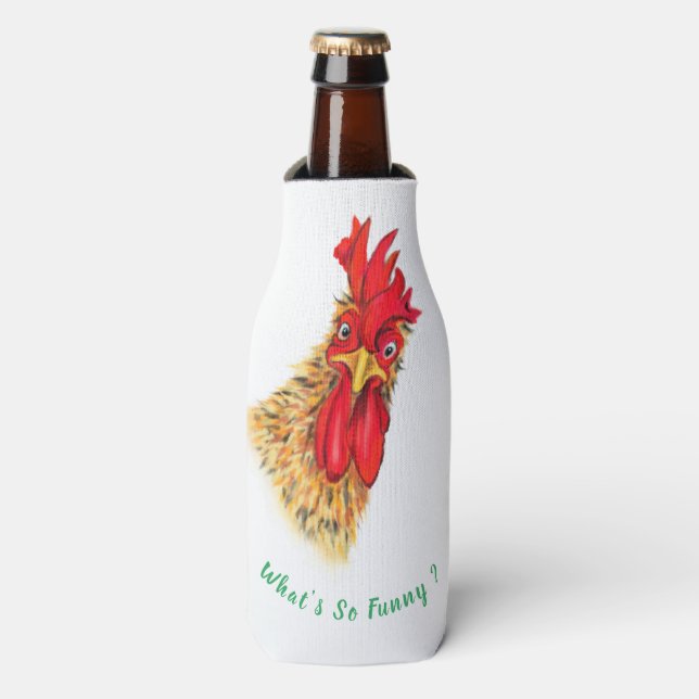 Jouer surpris curieux Glacière de bouteille de coq (Bottle Devant)
