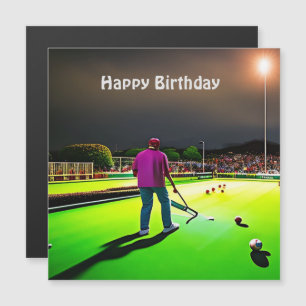 Jouer Twilight Lawn Bowls Magnetic Birthday Card
