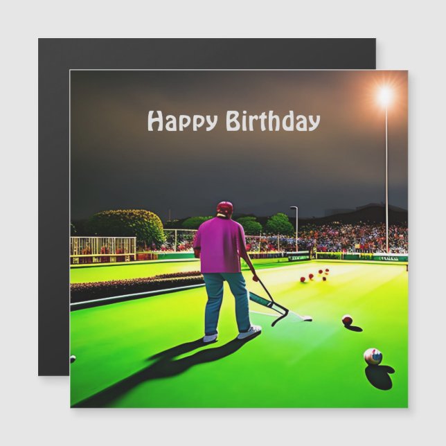 Jouer Twilight Lawn Bowls Magnetic Birthday Card (Devant / Derrière)
