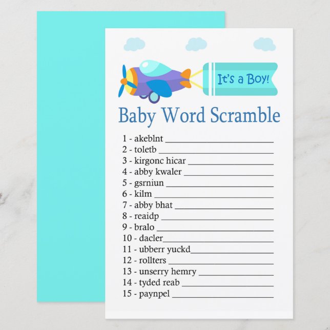 Jouet Aéronef Baby jeu de mots scramble (Devant / Derrière)