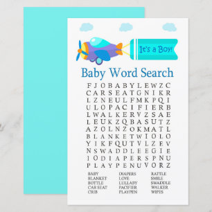 Jouet Aéronefs Baby shower Word Jeu de recherche