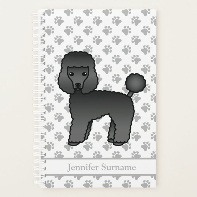 Jouet noir Poodle mignonette Cartoon Chien & Texte (Devant)